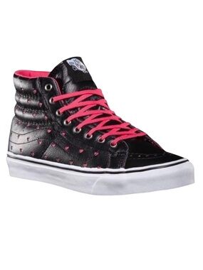 Rare Vans Unisex Sk8-Hi Slim Leather Perf Hearts Shoes (M7/W8.5)